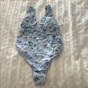 Light Blue Floral One-Piece Swimsuit